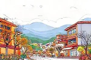人文番剧北纬四十度的信封面，山路邮差与旧邮包