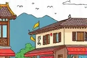 生活番剧银杏路十七号封面，秋日银杏与老宅门牌